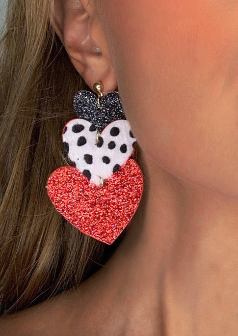

Earrings Glitter Polka Dot Heart Stud Earrings in Pattern1. Size
