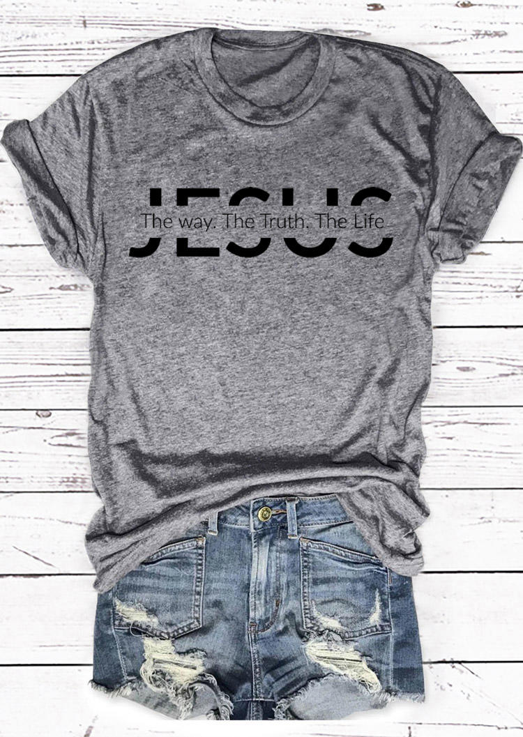 

T-shirts Tees Jesus The Way The Truth The Life T-Shirt Tee in Gray. Size