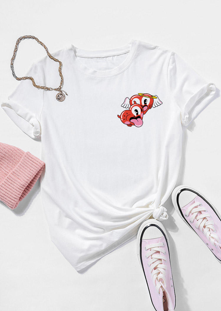 

T-shirts Tees Valentine Heart Devil Angel T-Shirt Tee in White. Size: ,M,L,XL