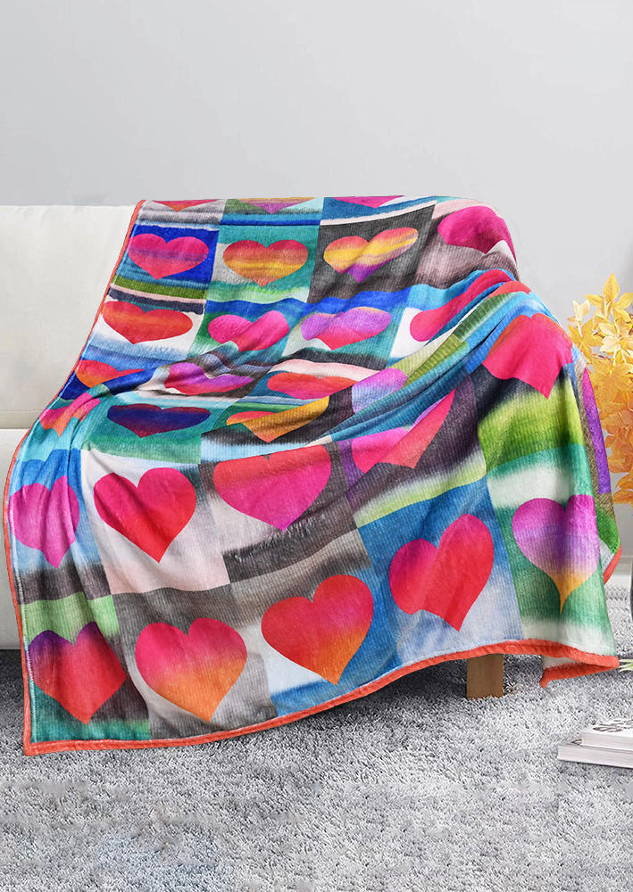 

Blanket Valentine Gradient Heart Flannel Blanket in Multicolor. Size