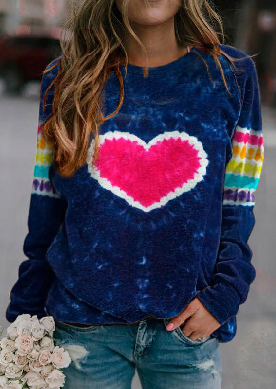 

Sweatshirts Rainbow Love Heart Pullover Sweatshirt - Deep Blue in Blue. Size