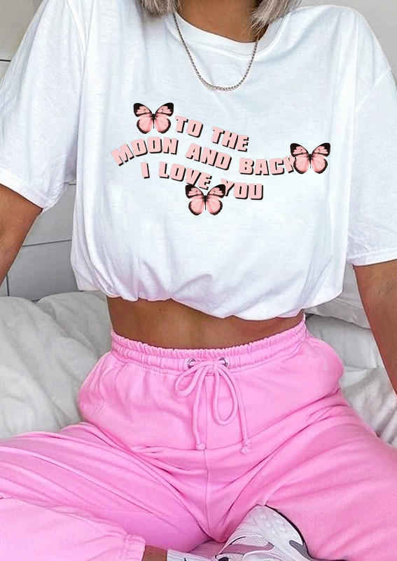 

T-shirts Tees Valentine I Love You Butterfly T-Shirt Tee in White. Size: ,M,L,XL