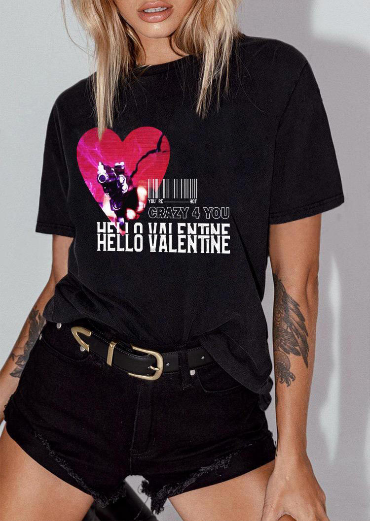 

T-shirts Tees Hello Valentine Heart T-Shirt Tee in Black. Size: ,M,L,XL