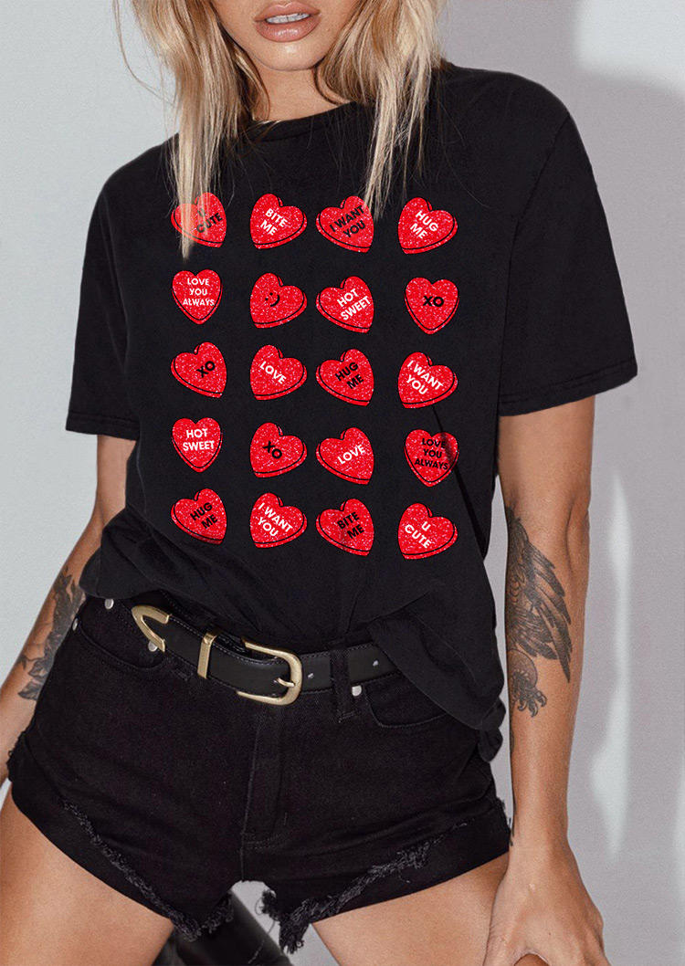 

T-shirts Tees Valentine Love Heart T-Shirt Tee in Black. Size: ,M,L,XL