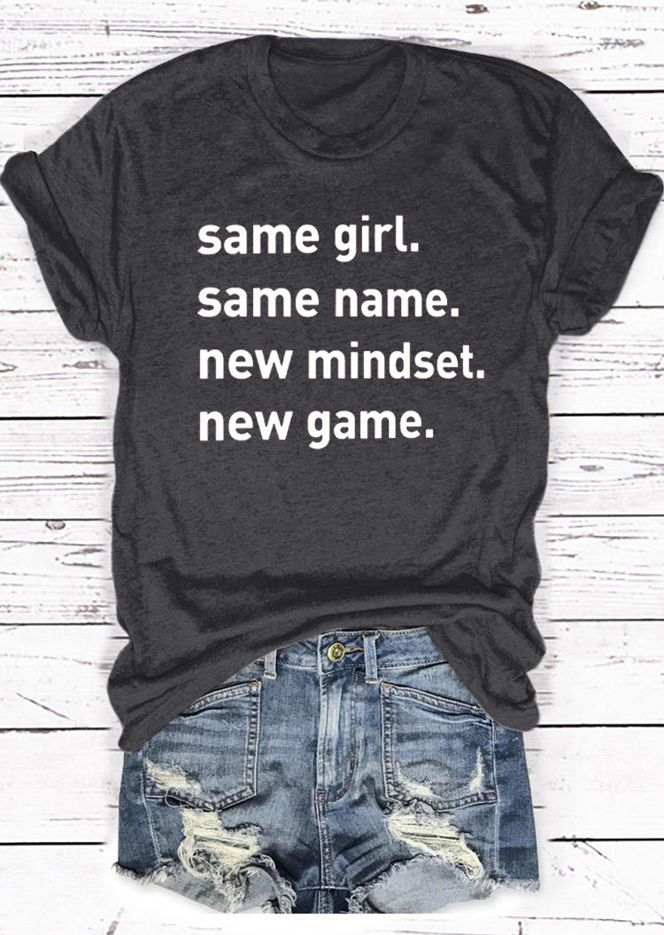 

T-shirts Tees Same Girl Same Name New Mindset New Game T-Shirt Tee in Dark Grey. Size: ,M,L,XL