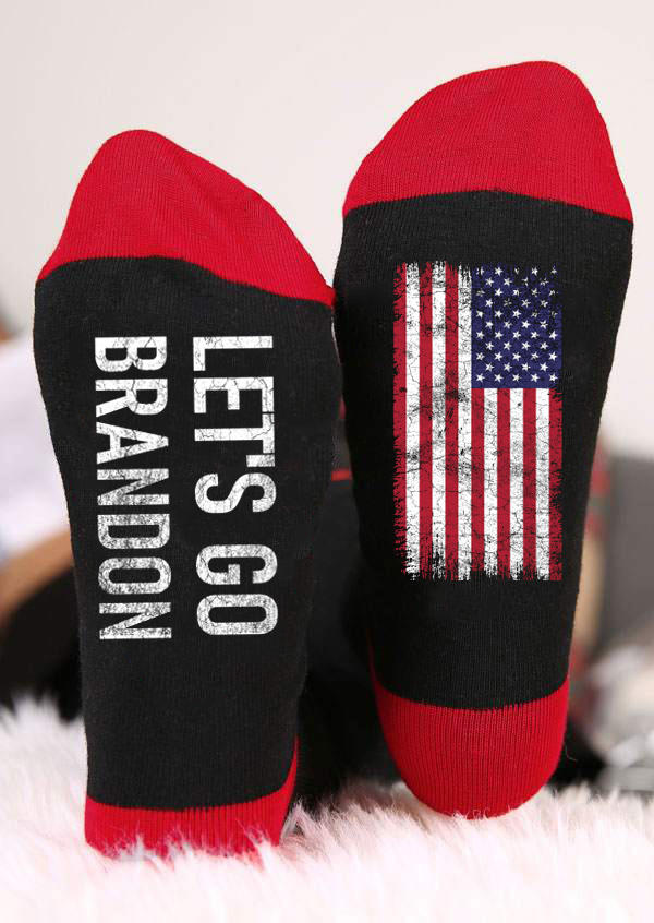 Let's Go Brandon American Flag Crew Socks