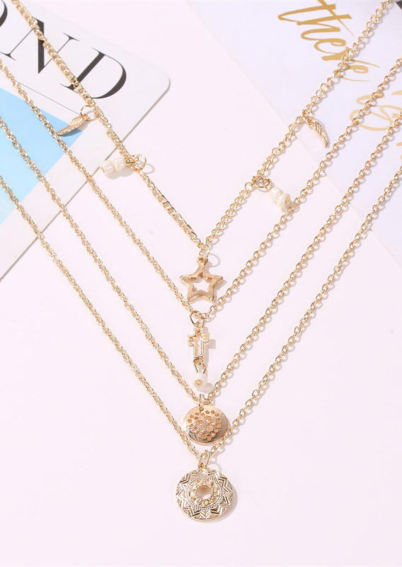 

Necklaces Star Cross Multi-Layered Necklace in Gold. Size