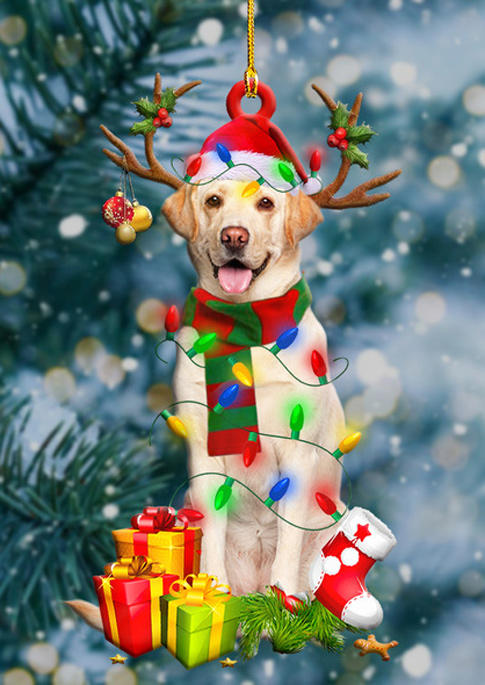 Dog Christmas Light Shape Ornament