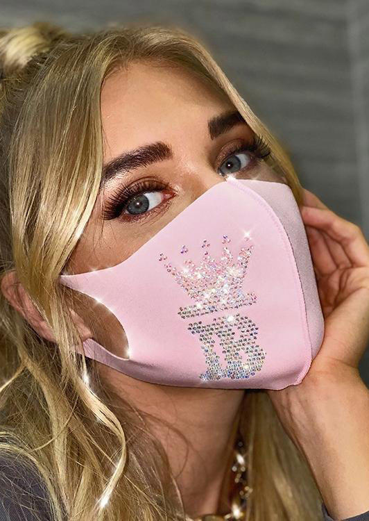 

Masks Crown Sequined Breathable Mask in Black,Pink. Size