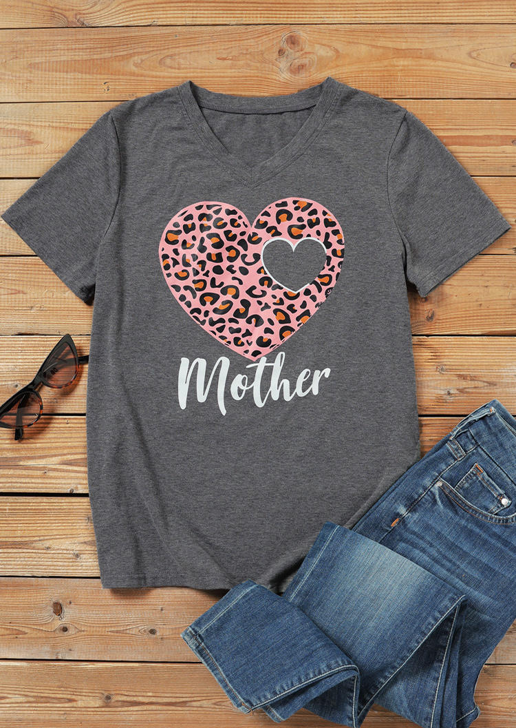 

Matching Outfits Mommy & Me Leopard Love Heart T-Shirt Tee - Women in Gray. Size: ,M,L,XL