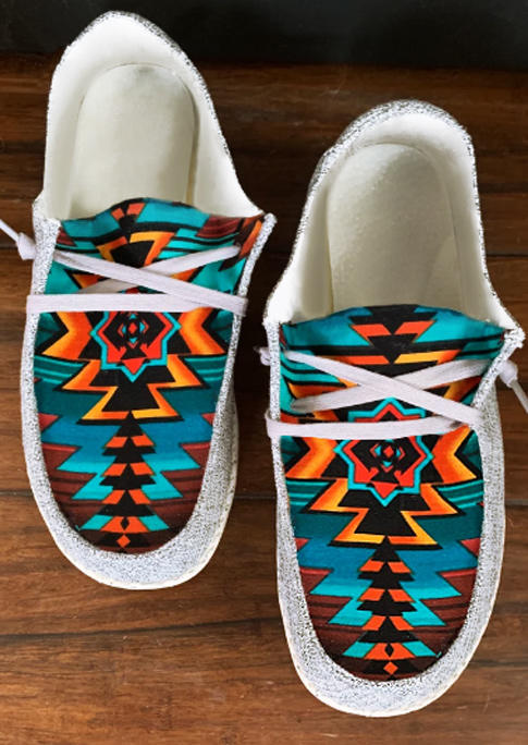 

Sneakers Aztec Geometric Lace Up Sneakers in Blue. Size