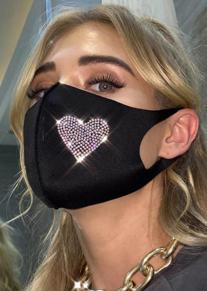 

Masks Valentine Rhinestone Heart Mask in Black. Size