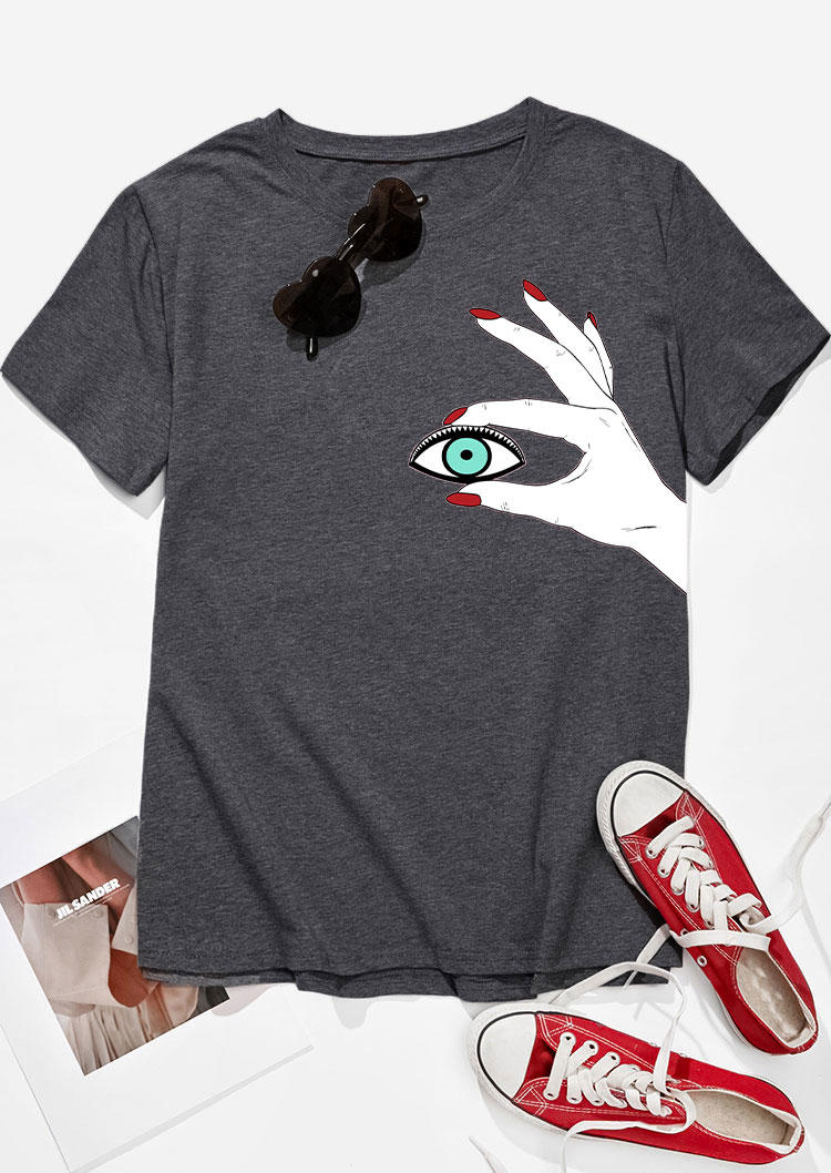 

T-shirts Tees Hand Eye Short Sleeve T-Shirt Tee in Dark Grey. Size: ,M,L,XL