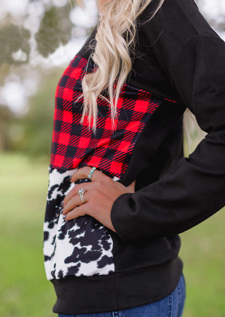 

Blouses Plaid Cow Long Sleeve Blouse in Multicolor. Size: ,M,L,XL