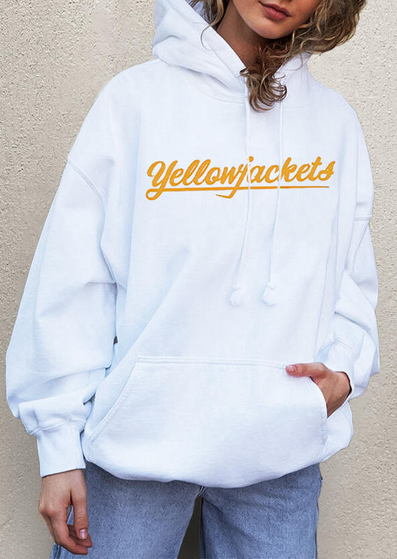 

Hoodies Graphic Kangaroo Pocket Hoodie in White. Size: ,M,L,XL