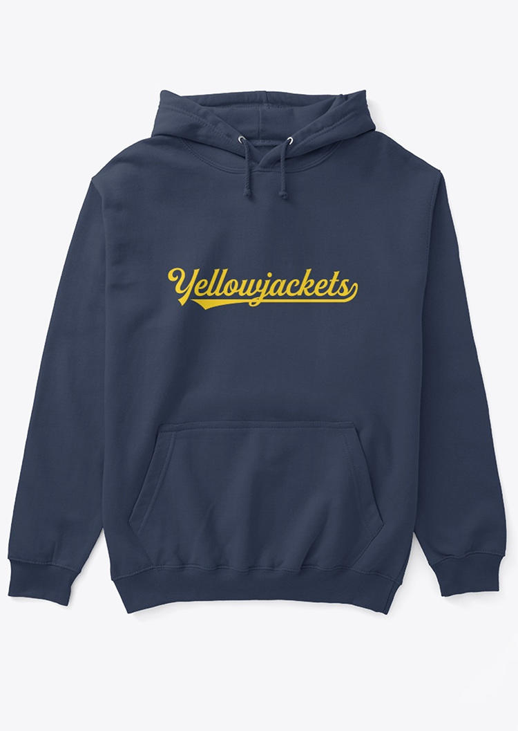 

Hoodies Letter Graphic Long Sleeve Hoodie in Deep Blue. Size: ,M,L,XL