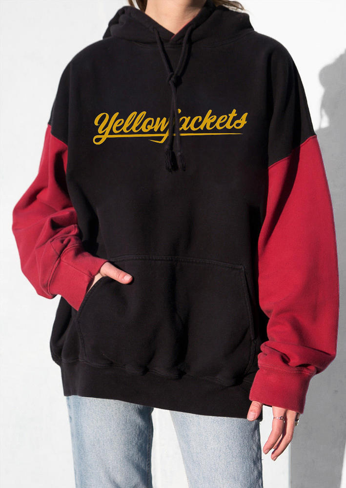 

Hoodies Letter Graphic Color Block Hoodie in Black. Size: ,M,L,XL