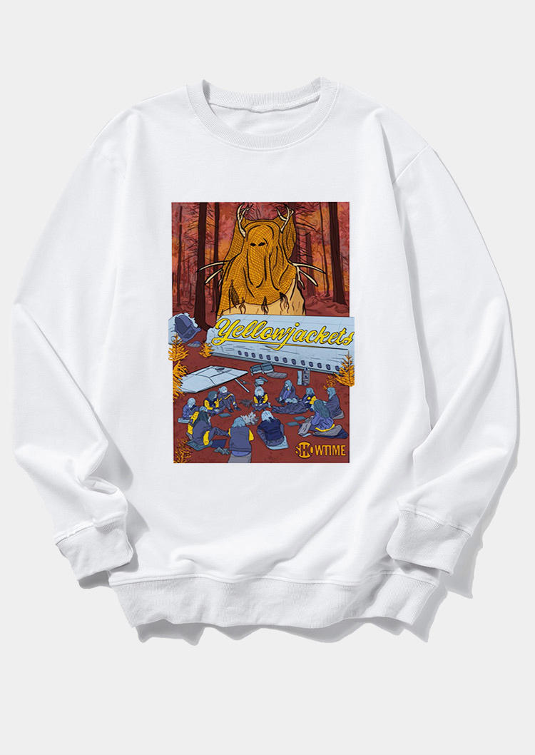 

Sweatshirts Graphic Long Sleeve Pullover Sweatshirt in White. Size: ,M,L,XL