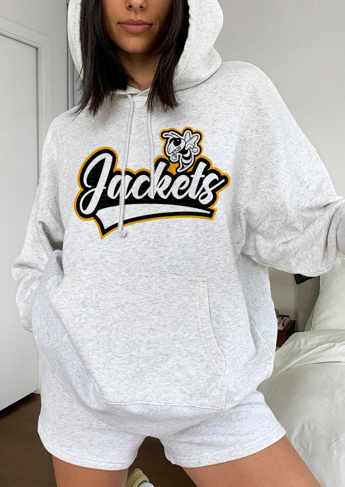 

Hoodies Letter Graphic Bee Long Sleeve Hoodie in Gray. Size: ,M,L,XL