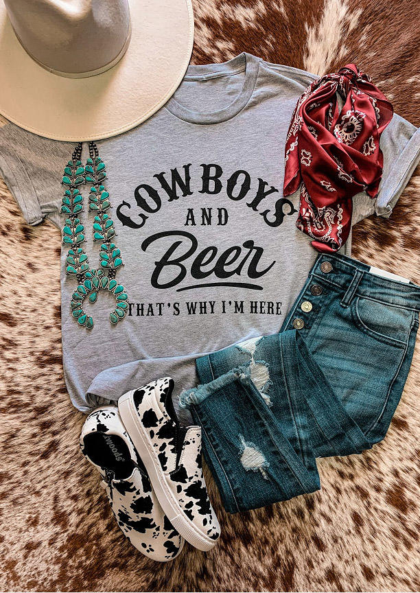 

T-shirts Tees Cowboys And Beer T-Shirt Tee in Gray. Size