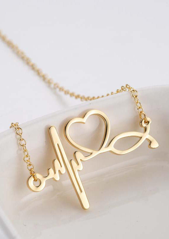 

Necklaces Valentine ECG Heartbeat Alloy Necklace in Rose Gold. Size