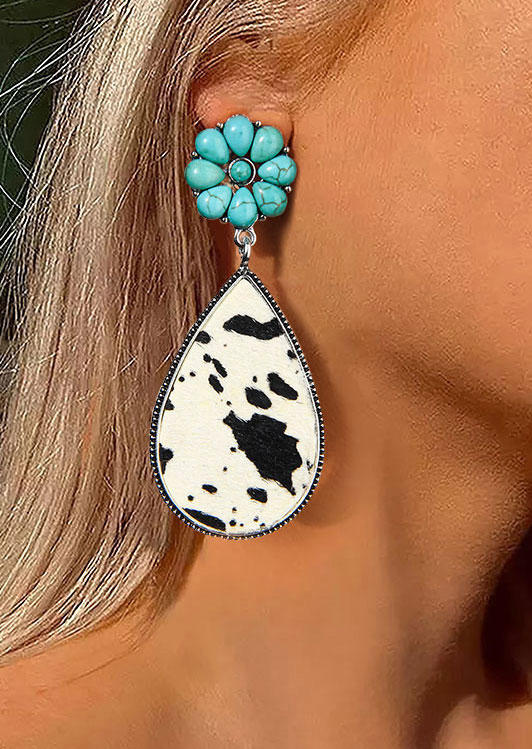 

Earrings Turquoise Cow Water Drop Earring in Multicolor. Size