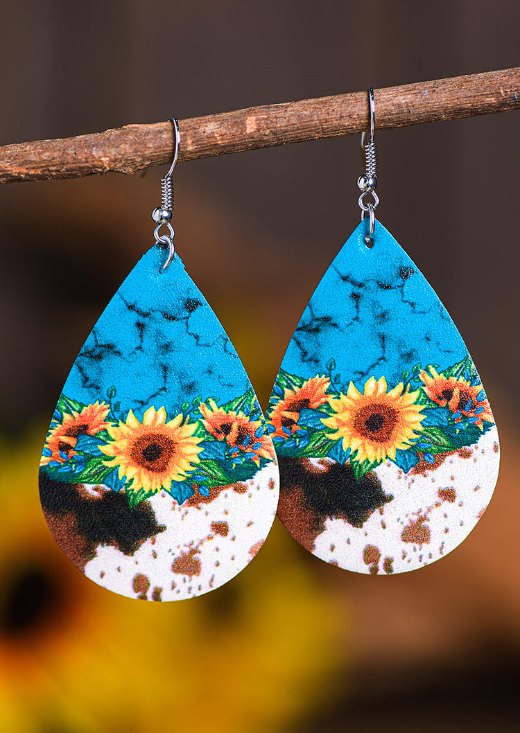 

Earrings Cow Sunflower PU Leather Earrings in Multicolor. Size