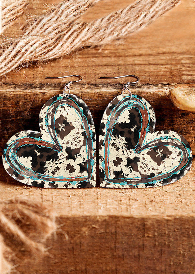Cow Heart PU Leather Earrings