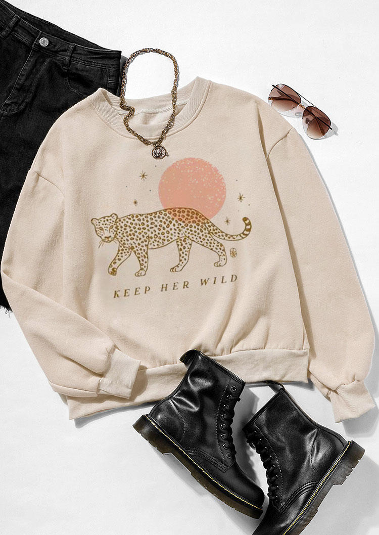 

Sweatshirts Keep Her Wild Leopard Sun Sweatshirt in Apricot. Size
