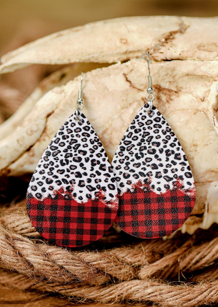 

Earrings Plaid Leopard Hook Earrings in Multicolor. Size