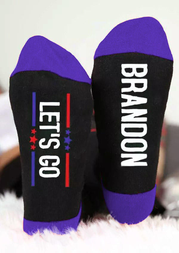 Crew Socks Let's Go Brandon Crew Socks in Blue. Size