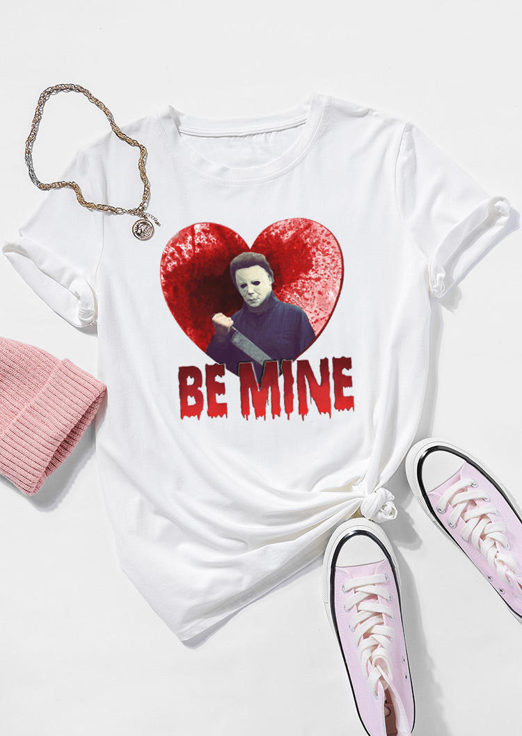 

T-shirts Tees Valentine Be Mine Heart T-Shirt Tee in White. Size: ,M,L,XL
