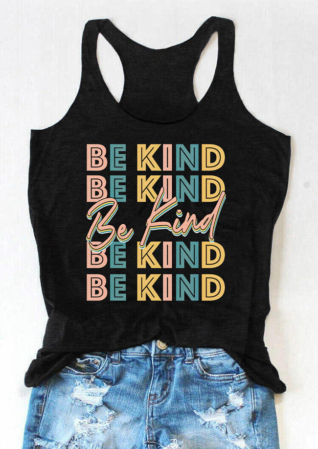 

Tank Tops Be Kind Sleeveless Racerback Tank Top in Black. Size