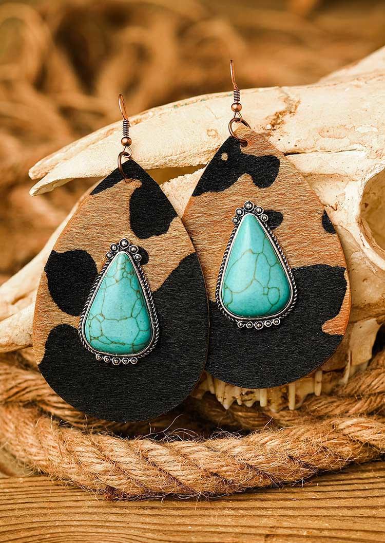 

Earrings Turquoise Cow Water Drop Earrings in Beige. Size