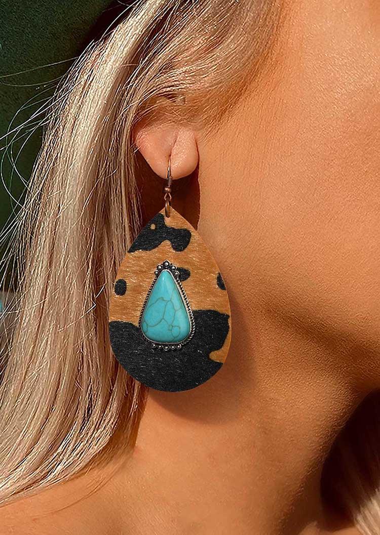 Turquoise Cow Water Drop Earrings