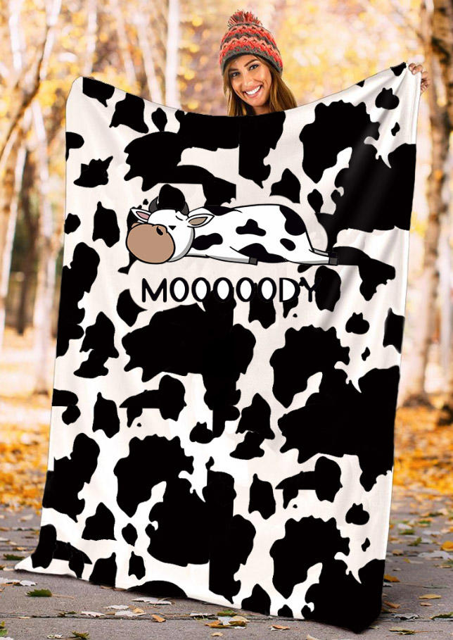 

Blanket Mooooody Cow Soft Cozy Blanket in Black. Size