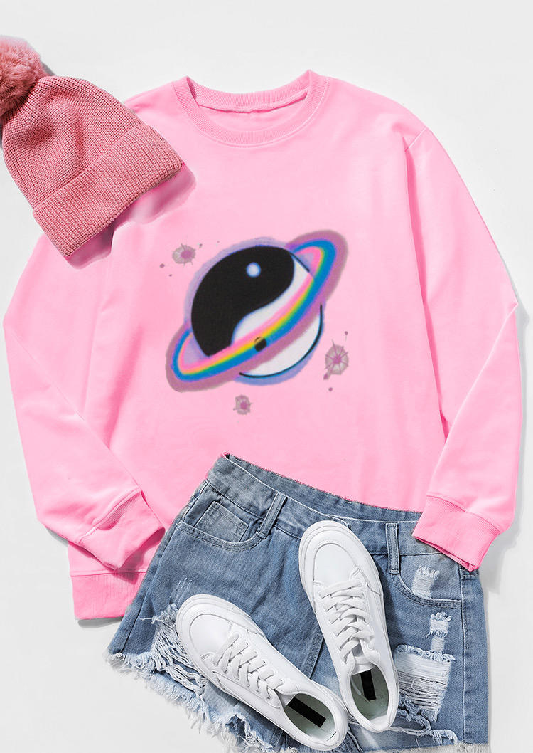 

Sweatshirts Galaxy Planet Long Sleeve Sweatshirt in Pink. Size: ,M,L,XL