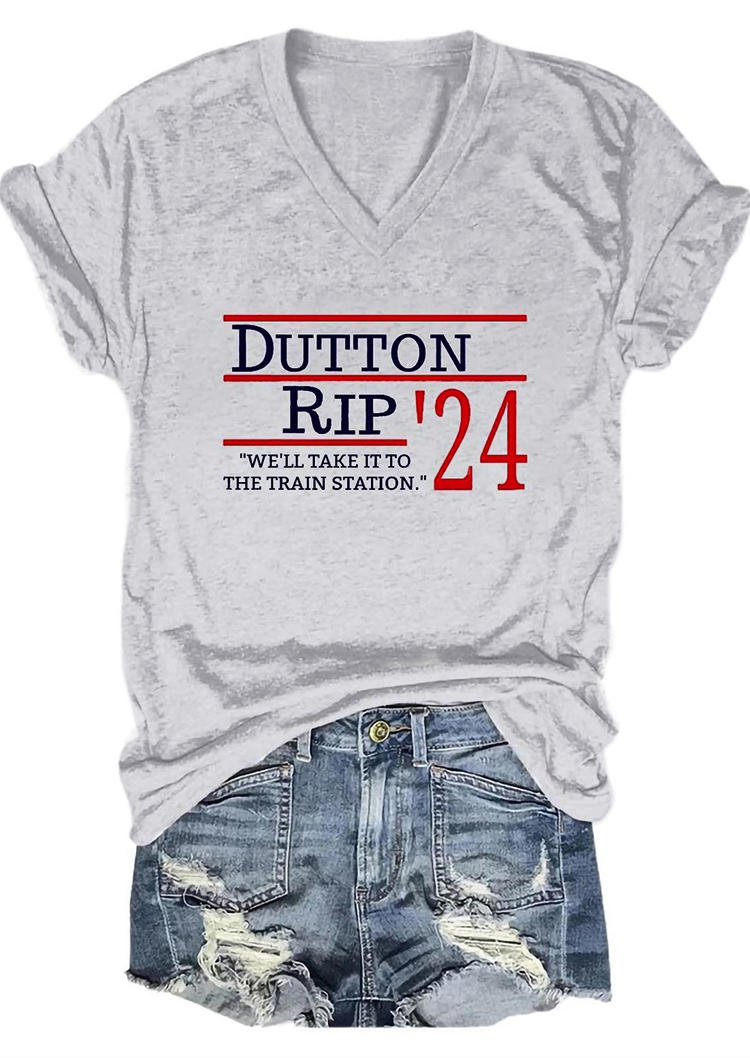 T-shirts Tees Dutton Rip V-Neck T-Shirt Tee in Light Grey. Size: S,M,L