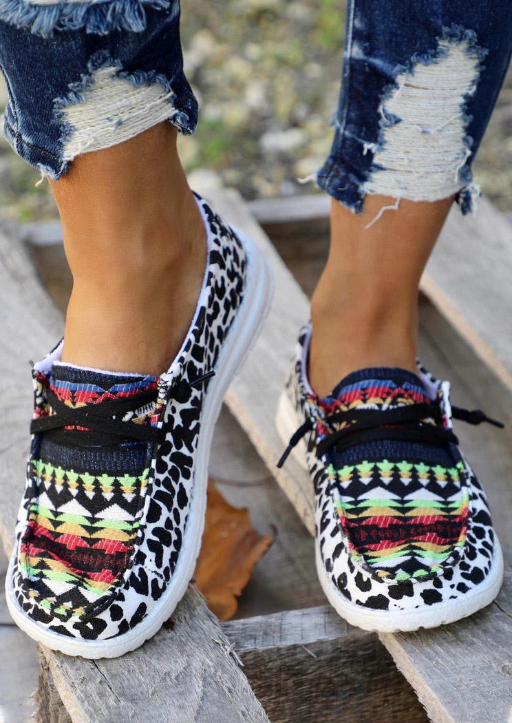 Sneakers Western Leopard Lace Up Sneakers in Multicolor. Size: 37,38,39,41