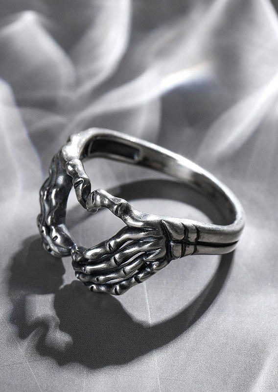 

Rings Skeleton Hand Heart Ring in Silver. Size