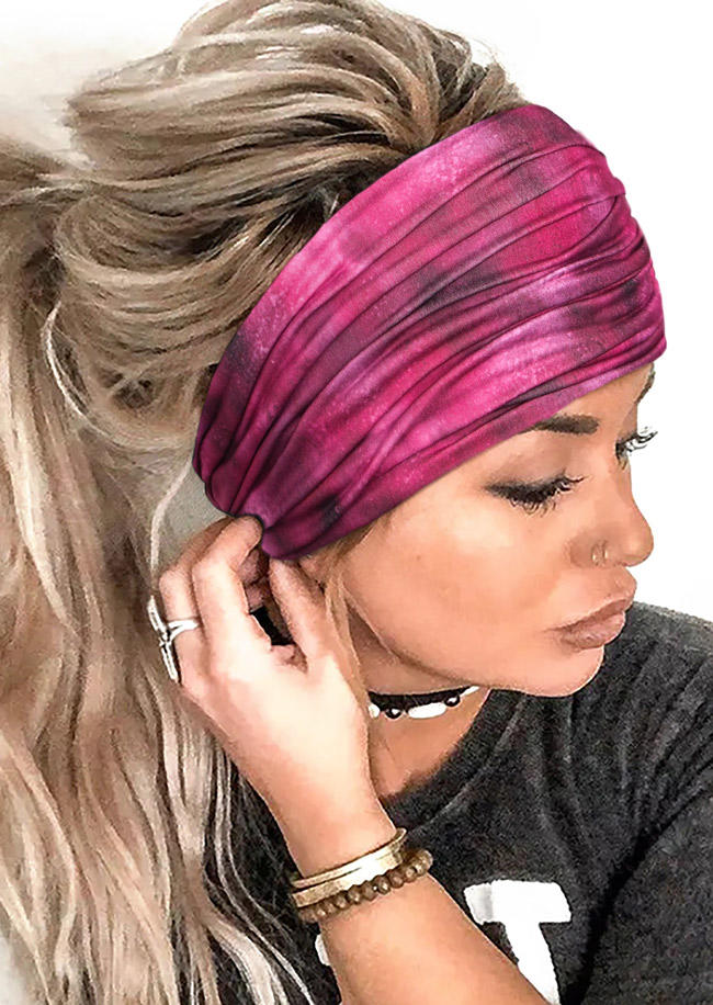 

Tie Dye Yoga Sport Wide Headband in Plum. Size