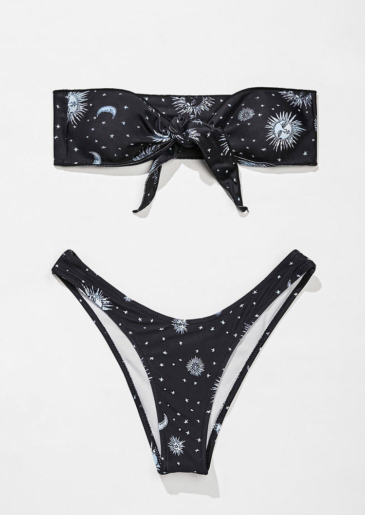 Bikini Sets Sun Moon Tie Bikini Set in Black. Size: S,M,L