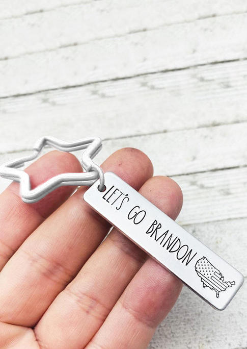

Keychains Let's Go Brandon Hollow Out Star Keychain in Silver. Size