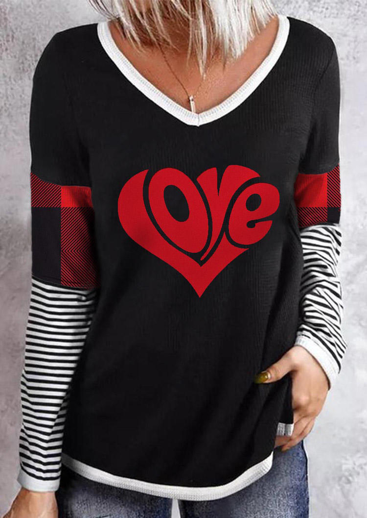 

Blouses Valentine Love Plaid Striped Blouse in Black. Size