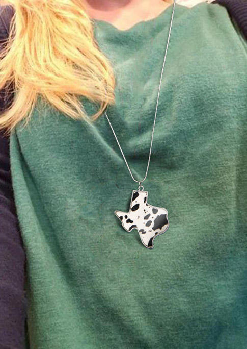 

Necklaces Cow Texas Map Alloy Pendant Necklace in Silver. Size
