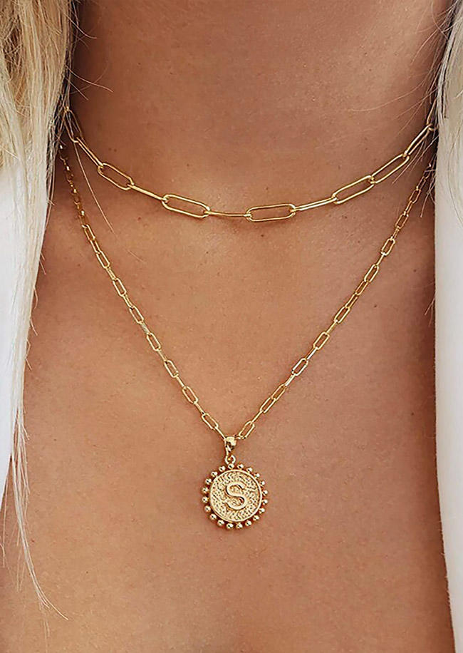 

Necklaces Double-Layered Letter Necklace in Pattern1. Size