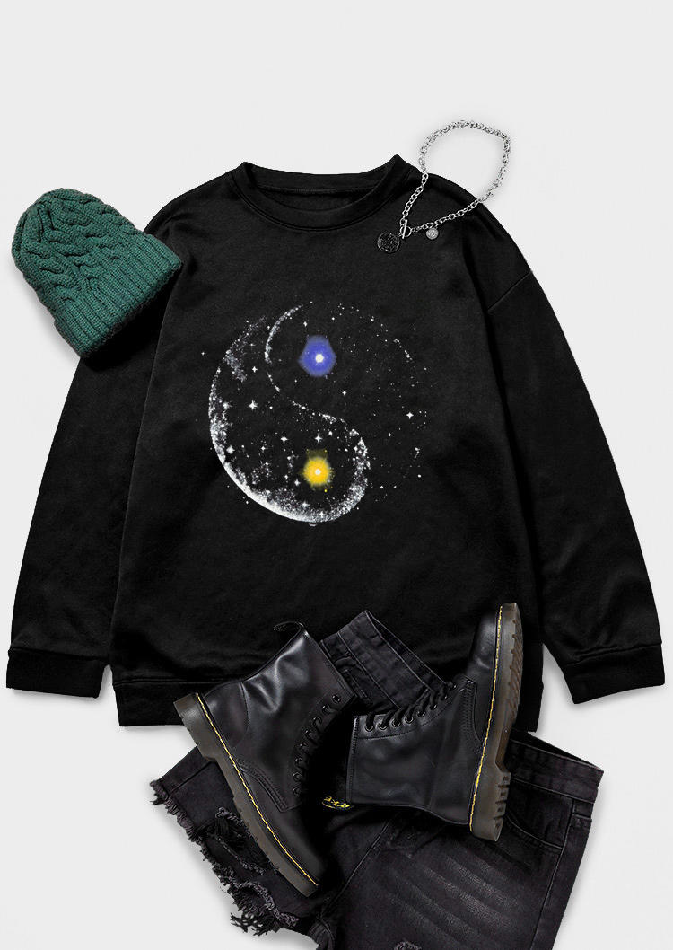 

Sweatshirts Galaxy Long Sleeve O-Neck Sweatshirt in Black. Size: ,M,L,XL