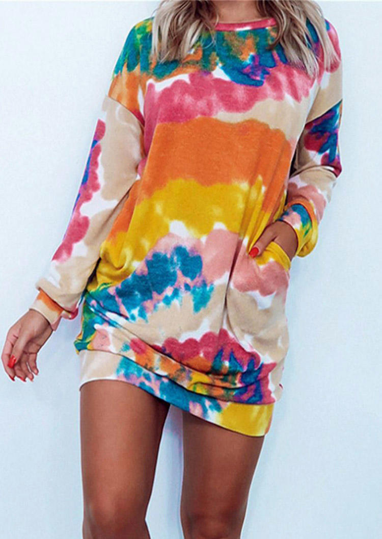 

Mini Dresses Tie Dye Pocket Mini Dress in Multicolor. Size