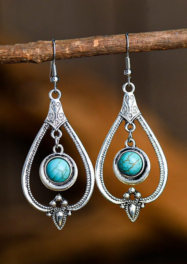 Turquoise Hollow Out Water Drop Earrings