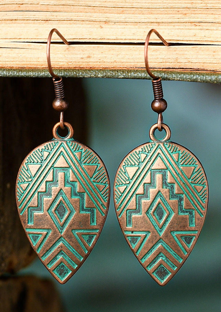 

Earrings Western Aztec Geometric Hook Earrings in Silver. Size